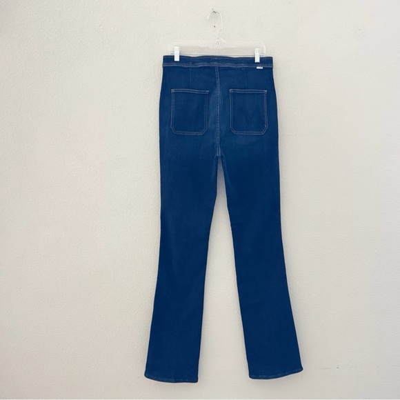 Mother Smokin Double Welt Heel Flare Jeans Retro Off Limits Dark Denim Blue 32 - Picture 8 of 14